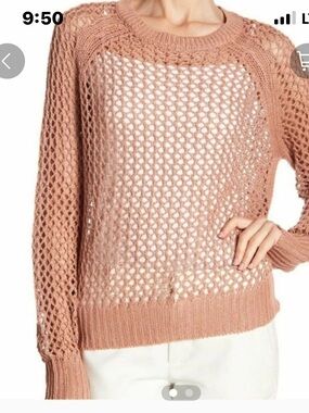 360 Sweater Open-Knit Scoop Neck Pullover - Dusty Rose